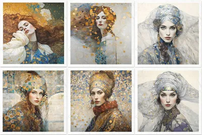 Image de Set de papier de bricolage scrapbooking riz - ITD - RSM126 Femme mosaïque - Inspiré par Klimt