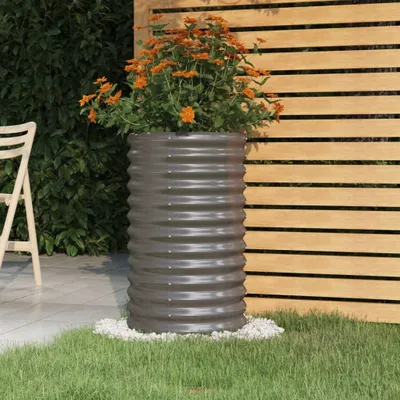 Produktbild von The Living Store Pflanzkübel Pulverbeschichteter Stahl 40x40x68 cm Grau