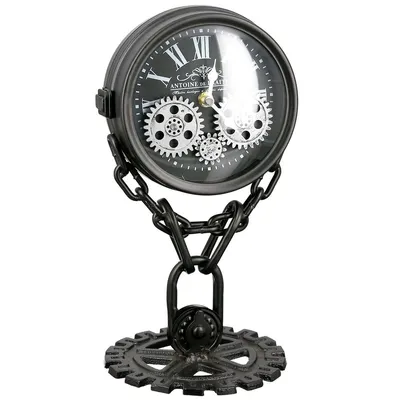 Produktbild von Casablanca by Gilde Tischuhr Uhr doppelseitig Chain silber, schwarz H. 33 cm,50338