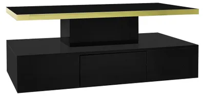 Obrázok produktu pre Konferenčný stolík 100 × 50 × 38,5 cm – stolík do obývačky – s LED osvetlením – 1 zásuvka a 2 odkladacie plochy – úložný priestor – drevotrieska, nosnosť 50 kg – čierna farba