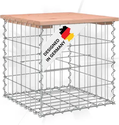 Produktbild von DELUKE® Gartenbank Gabionen BIKS aus Stahl | 43x44x42cm Massivholz Douglasie | Gabionenbank Gartentisch aus Gabionen Steinkorb Gabionengitter Ziergabione Drahtkorb befüllbar