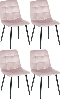 Produktbild von 4er Set Esszimmerstuhl Tilde Samt pink