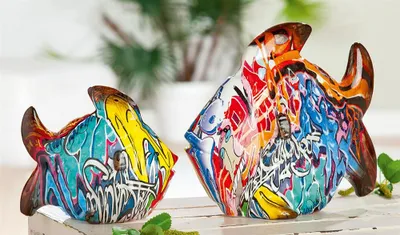 Produktbild von Casablanca Figur, Fisch, "Street Art", Graffiti, Kunstharz, mehrfarbig, , L. 5 cm, B. 14,5 cm, H. 12,5 cm 37533/Abverkauf nur solange Vorrat reicht