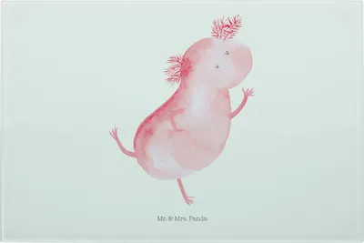 Produktbild von Mr. & Mrs. Panda Frühstücksbrett Axolotl Tanzen - Weiß - Geschenk, gut Gelaunt, vesperbrett, Schneidebrett, Glas, Lurch, Freundin, Glas-Schneidebrett, Sterne, Verrückt