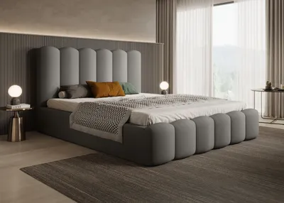 Produktbild von BESILIO Polsterbett mit Stauraum und Lattenrost 200x200 Tessa – elegantes Samtbett fürs Schlafzimmer – Grau