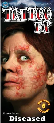 Produktbild von Pestbeule Gesicht Klebetattoo für Halloween Kostüm - Karneval Schminke Fasching