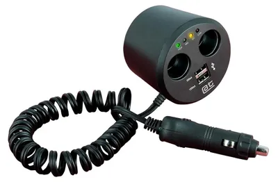 Mehrfachstecker-Ladegerät 12/24 V, 2 USB-Ports 2,1 A, LED, schwarz
