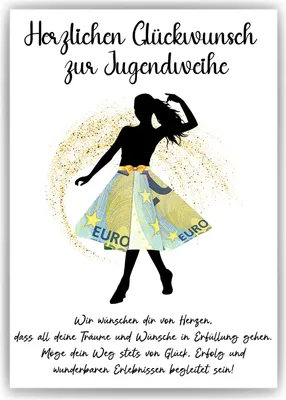 Produktbild von Geldgeschenk Jugendweihe Geschenk Mädchen Geldgeschenk Jugendweihe Karte Deko – DIN A4 (21x29.7cm)