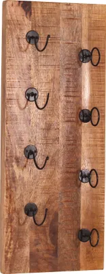 Produktbild von SIT Möbel Wand-Weinregal | für 4 Flaschen | Mangoholz natur antik | Metallhaken antikschwarz | B 33 x T 4 x H 80 cm | 01931-04 | Serie RUSTIC