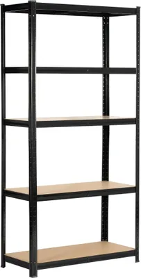 Produktbild von Schwerlastregal Schwarz 90 cm 5 Regalböden B90xH40xT180 cm