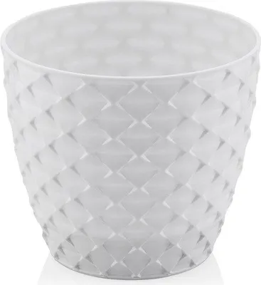 Zdjęcie produktu dla Zestaw 2 doniczek KAPADOKYA białe z drenażem 5 l Doniczka z ochroną przed promieniowaniem UV 22 cm