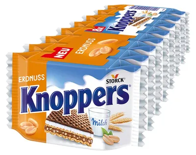 Zdjęcie produktu dla Knoppers Peanut Slice 8 indywidualnie pakowanych chrupiących broni 200g