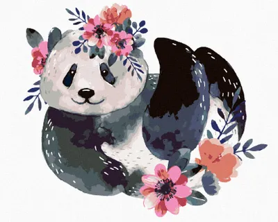 Obrázek produktu pro Zuty - Diamantové malování - PANDA S KVĚTINAMI, 40x50 cm, bez rámu a bez vypnutí plátna