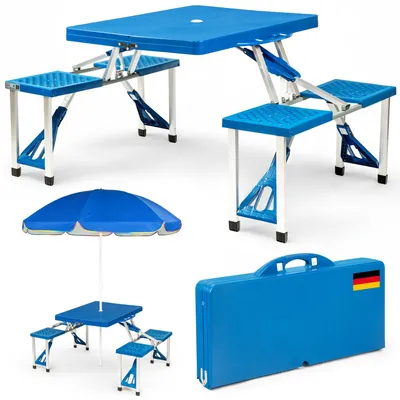 Produktbild von CASARIA Campingtisch mit 4 Sitzplätzen Blau