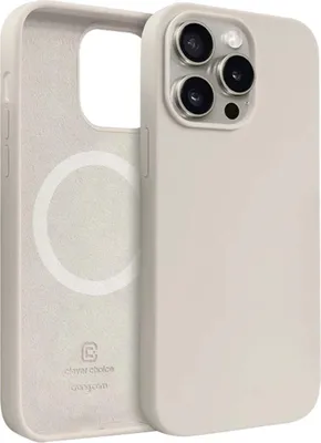Produktbild von Crong, MagSafe-Silikonhülle iPhone 15 Pro Max, weich und stoßsicher, Beige