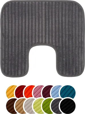Produktbild von liebling Badteppich mit Anti-Rutsch-Beschichtung aus PVC Noppen & Bügelausschnitt, 100% Polyester, 50 x 45 cm, Fußbodenheizung geeignet, Anthrazit