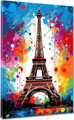Produktbild von Leinwandbild Wandbild Kunstdruck XXL Wanddeko Eiffelturm Paris: 60x80x4cm