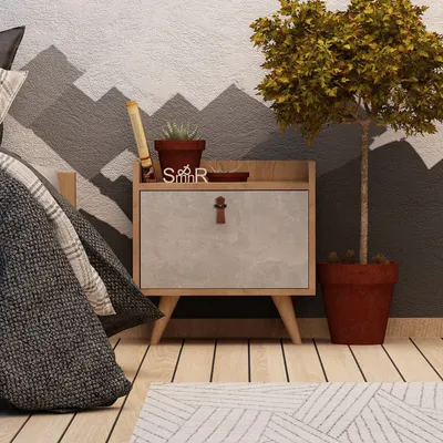 Produktbild von Skye Decor, Paju- PajuMDD, Eichenfarbig,,Weiß, Nachttische & -schränke, 55x50x40 cm, 100% Melaminbeschichtete Partikelplatte