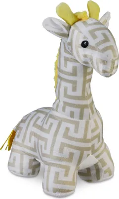 Produktbild von Relaxdays Türstopper Giraffe, Stoff & Sand, Türpuffer für Boden, innen, HBT: 35x15x25 cm, Deko Türsack Tier, weiß/beige