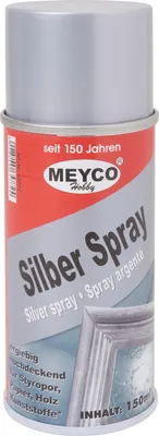Produktbild von Meyco Sprühfarbe Silber 150 ml Metallic Lack Spray für Basteln und Dekoration