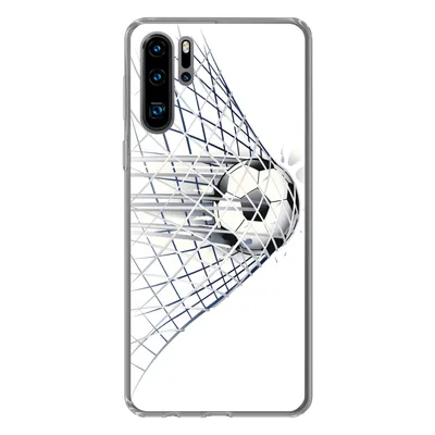 Produktbild von MuchoWow® Handyhülle Schutzhülle Hülle für Huawei P30 Pro Eine Illustration eines Fußballs, der ins Tor geht - Jungen - Mädchen - Kinder Silikon Softcase Handy Hülle - Schutzdeckel