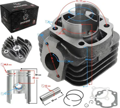 Immagine prodotto di Moretti Cilindro e testata per scooter 2T 70cc 1PE40QMB sw.12mm