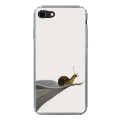 Produktbild von MuchoWow® Handyhülle Schutzhülle Hülle für iPhone 8 Schnecke - Lilie - Grau Silikon Softcase Handy Hülle - Schutzhaube