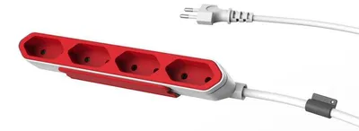Produktbild von Dr. Bott Power Bar, 2-pin Reiseadapter und 4x Verteiler, Steckdosenleiste mit 1,5 m Verlängerungskabel, Power Strip, Steckdose Euro 8 220V - 240V, Rot