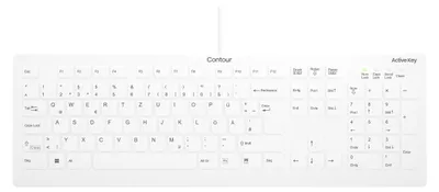Produktbild von Contour Design Active Key Contour QuickClean Medizinische Tastatur Abnehmbare Abdeckung Full-Size Kabelgebunden Weiß DE C8112, Volle Größe (100%), Kabelgebunden, USB, Scherenschalter, QWERTZ, Weiß