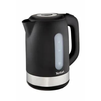 Produktbild von TEFAL KO330830 Wasserkocher mit einer Leistung von 2400 W und einem Fassungsvermögen von 1,7 L, aus Kunststoff, mit 360° drehbarem Sockel, in Schwarz.