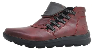 Image de Chaussures de randonnée pour femmes Rieker, bottines à fermeture éclair, couleur rouge, style décontracté