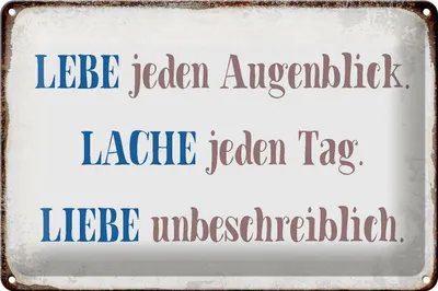 Produktbild von Blechschild Liebe Lache jeden Tag, 30x20 cm, Blechschilder Spruch Glück Weisheit