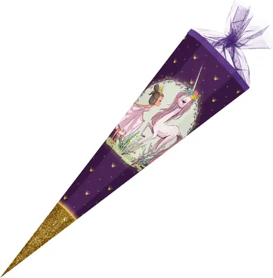 Produktbild von Schultüte / Zuckertüte / 85cm / eckig / "Einhorn Prinzessin"