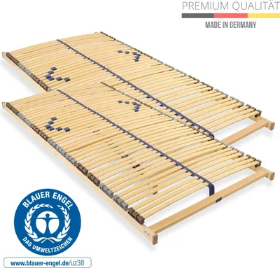 Produktbild von Lattenrost 160x200 cm vormontiert Blauer Engel- 42 Latten 7-Zonen Birkenschichtholz belastbar 150 Kg Germany