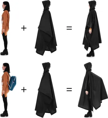 Produktbild von 3-in-1 Wasserdichte Regenjacke, leichte Kapuzenregenjacke, Picknickdecke, Sonnenschutz für Outdoor Camping Wandern Radfahren Klettern