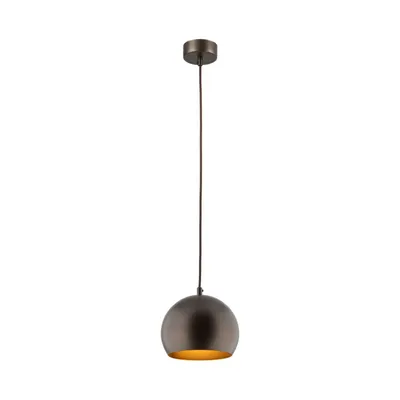 Produktbild von Hängeleuchte Metall E27 rund D: 17 cm H: max. 150 cm Braun Kugelschirm Retro Design Pendelleuchte