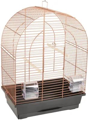 Image de Cage pour oiseaux Flamingo – Volière pour oiseaux – Modèle Klara, finition cuivre/noir – Dimensions : 39 x 25 x 53 cm – Quantité : 2