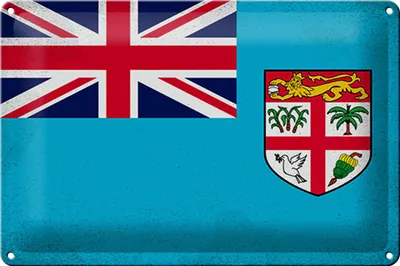 Produktbild von Blechschild Flagge Fidschi 30x20cm Flag of Fiji Vintage