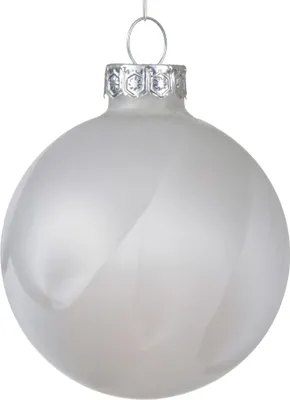 Produktbild von Weihnachtskugeln Glas 6cm x 6 Stück - Weiß Eislack transparent