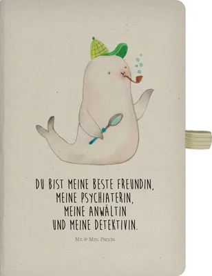 Produktbild von Mr. & Mrs. Panda Notizbuch A5 Robbe Sherlock - Transparent - Geschenk, Tagebuch, Kladde, Adressbuch, Notizheft, Heft, Journal, Lustige Sprüche