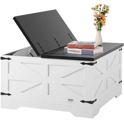 Imagen del producto de Mesa de centro - Mesa para el salón - Mesa auxiliar - Mesa de café - Mesa - Cuadrada - Con espacio de almacenamiento - Madera