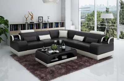 Produktbild von Wohnlandschaft Ecksofa L-Form Polster Couch Leder