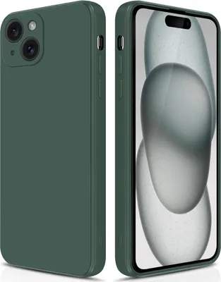 Produktbild von Silikon Hülle für iPhone 15 Plus Flüssigsilikon Dünn Gel Gummi Matt Kratzfeste Schutzhülle Nachtgrün