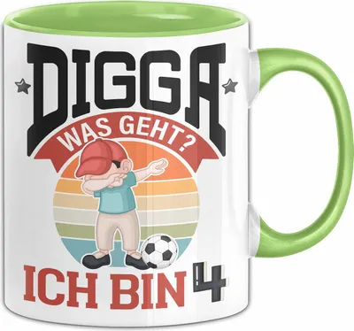 Produktbild von 4. Geburtstag Geschenk Tasse Becher Jungs Sohn Geburtstagsgeschenk Digga Was geht Ich Bin 4 (Grün)