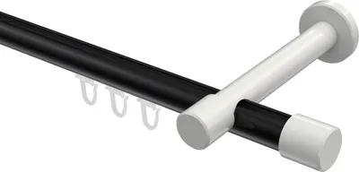 Produktbild von Interdeco Innenlaufstange / Gardinenstange mit Innenlauf Schwarz / Weiß, Typ Prestige Santo (Kappe), 20 mm Ø 1-läufig, 240 cm