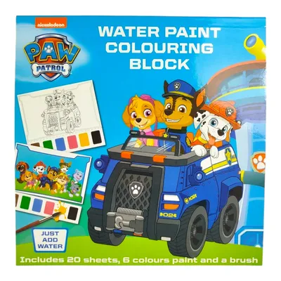 Immagine prodotto di Libro da colorare ad acquerello dei Paw Patrol con 20 pagine, pennelli e colori