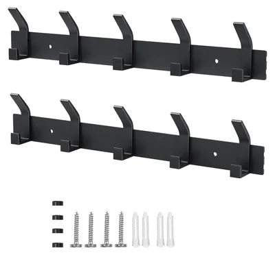 Productafbeelding van Solidchoice - Set van 2 Wandhaken met 5 Haakjes voor Kleding