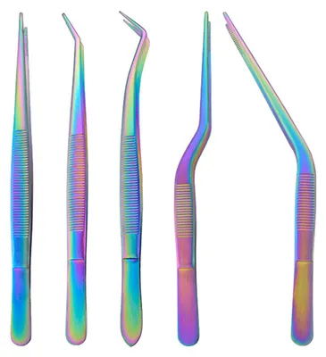 Produktbild von 5-teiliges Küchenpinzetten-Set aus Edelstahl, professionelles Kochpinzetten-Set für präzises Greifen beim Kochen, Backen, Anrichten und Dekorieren von Kuchen