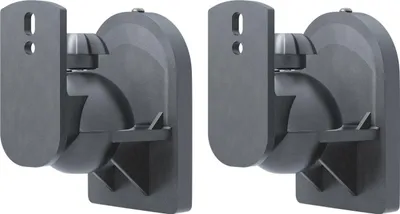 Produktbild von Goobay Lautsprecher Wandhalterung, universal, Schwarz, ABS, 50mm Breite, 8.7cm Höhe, 64mm Tiefe, Traglast 3.5 kg, Neigung 20°, Drehbar 70°, werkzeuglose Montage