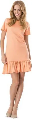 Produktbild von Damen Kleid Klassisch Elegant mit Rüschen; Melone/M/38